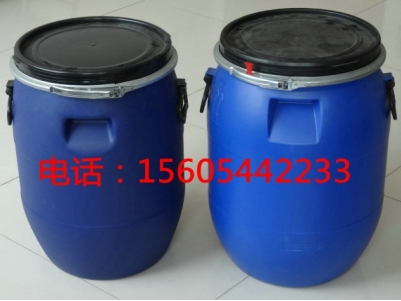 60L法兰塑料桶,60升包箍塑料桶供应.